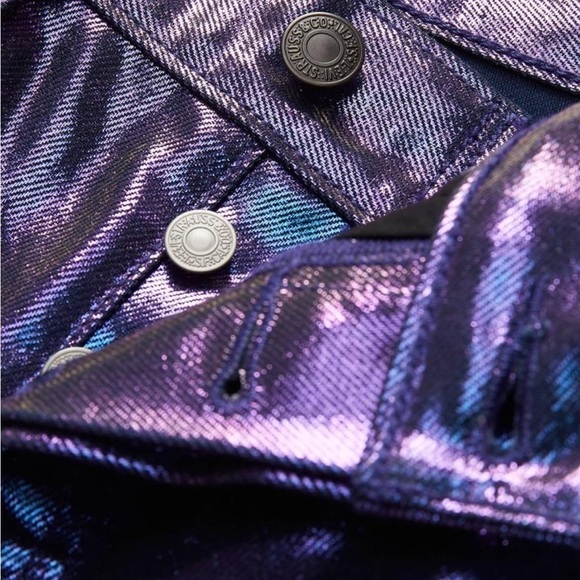 New Levis Shine Ribcage Straight Ankle Jeans Candy Coated Purple Iridescent 26 - Picture 4 of 17
